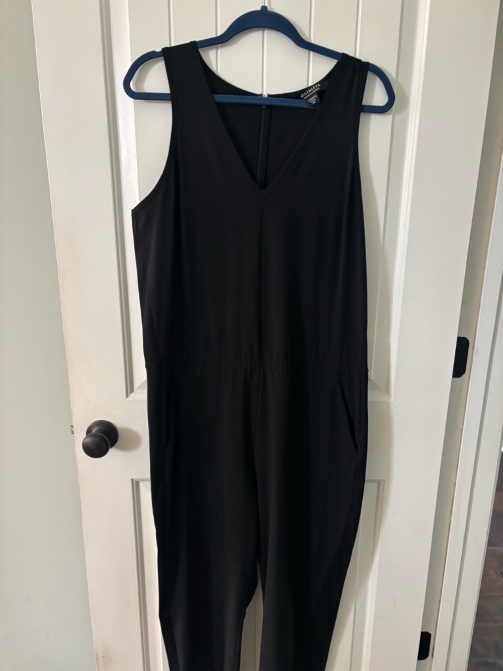 Athleta Brooklyn Black V-Neck Sleeveless Jumpsuit - Picture 5 of 5
